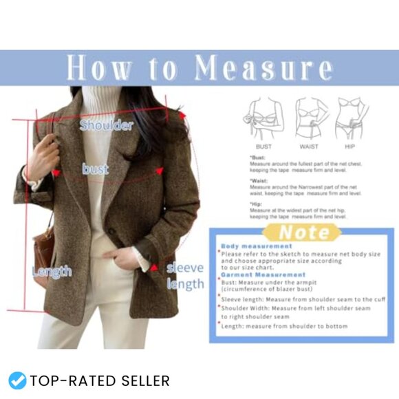 Wool Blend Blazer Classic Elegant Business Casual Work Coat Mid Thigh Length - Picture 7 of 7